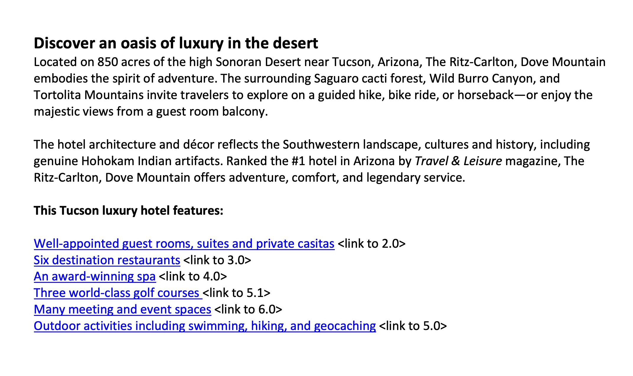 The Ritz-Carlton web content sample